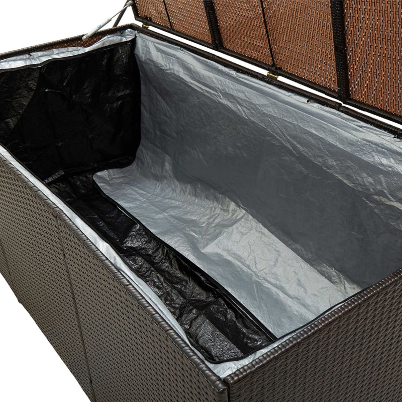 Patio Storage Box Poly Rattan 70.8"x35.4"x29.5" Brown