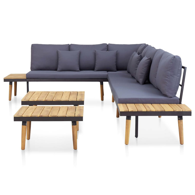 7-Seater Patio Lounge Set with Cushions Solid Acacia Wood Brown