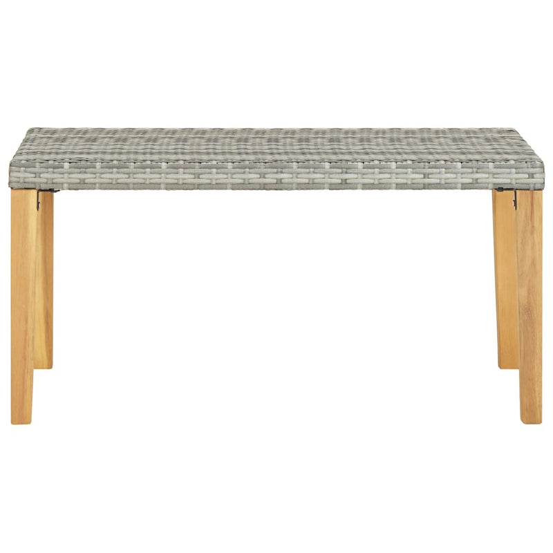Patio Bench 47.2 Gray Poly Rattan and Solid Acacia Wood"