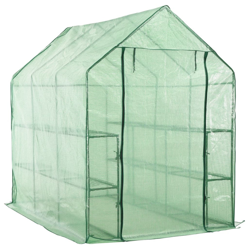 Walk-in Greenhouse with 12 Shelves Steel 4.7'x7'x6.4'