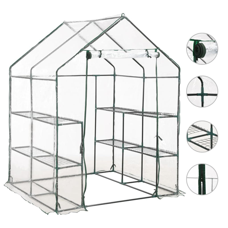 Greenhouse with 8 Shelves 4.7'x4.7'x6.4'
