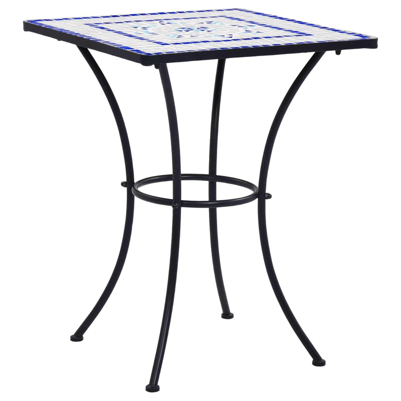 Mosaic Bistro Table Blue and White 23.6" Ceramic