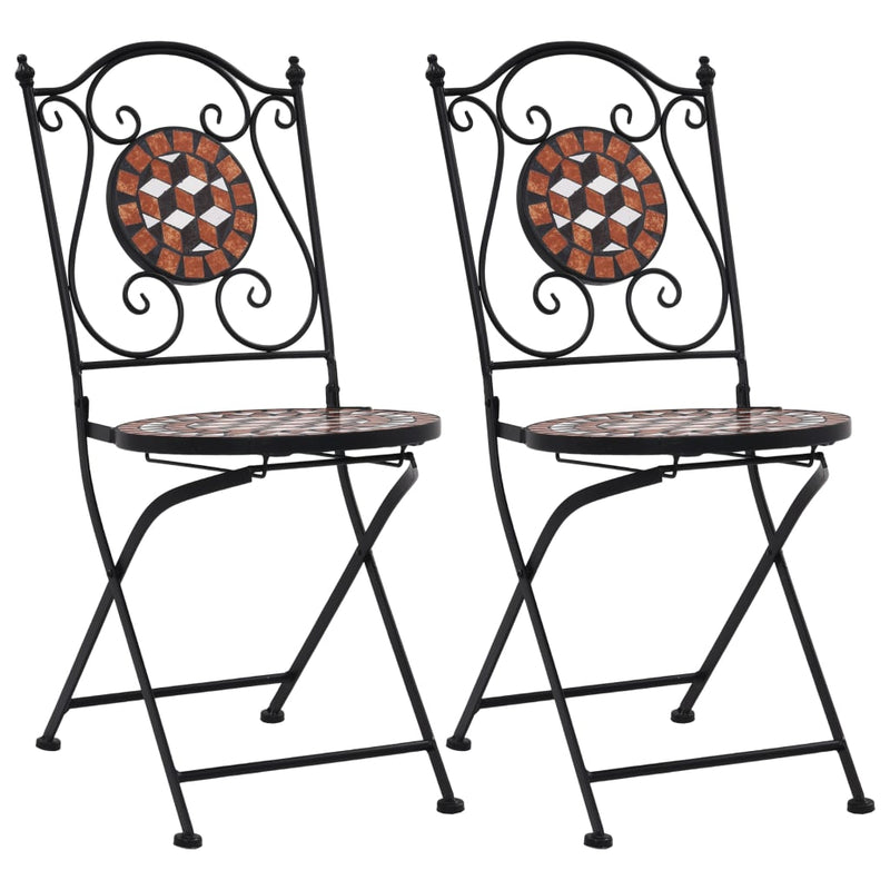 Mosaic Bistro Chairs 2 pcs Brown Ceramic