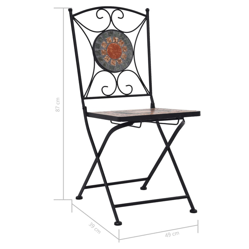 Mosaic Bistro Chairs 2 pcs Orange/Gray