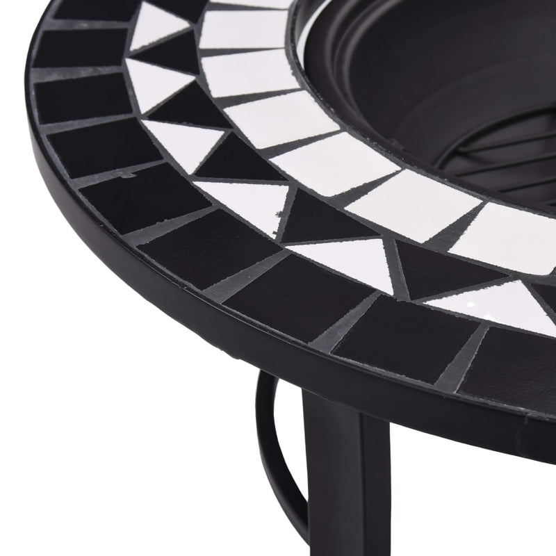 Mosaic Fire Pit Black and White 26.8" Ceramic