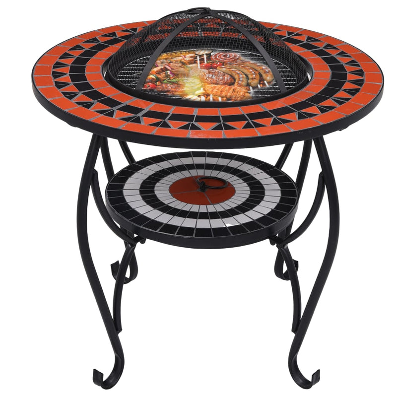 Mosaic Fire Pit Table Terracotta and White 26.8" Ceramic