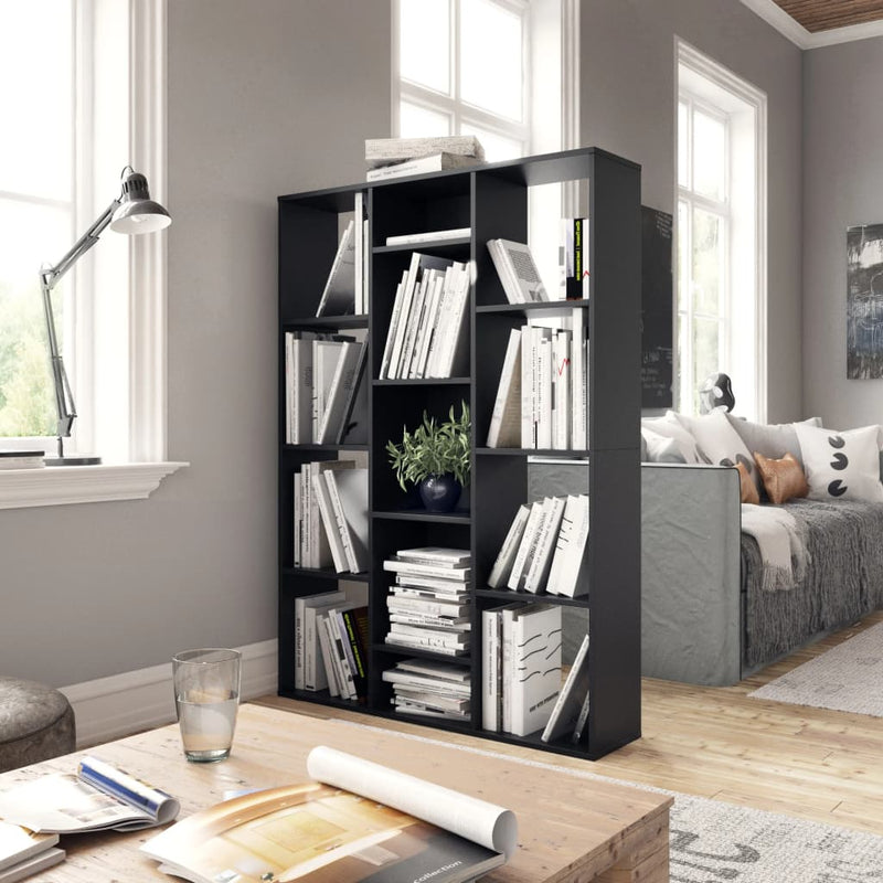 Room Divider/Book Cabinet Black 39.3"x9.4"x55.1" Chipboard