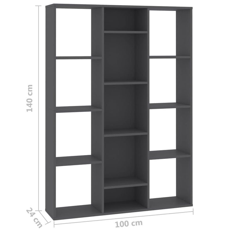 Room Divider/Book Cabinet Gray 39.3"x9.4"x55.1" Chipboard