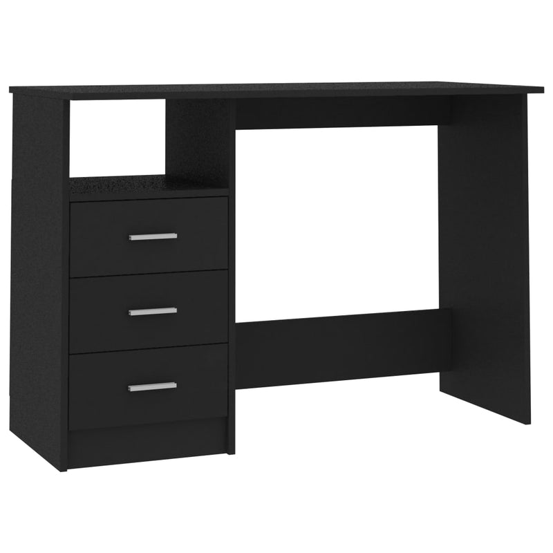 Desk with Drawers Black 43.3"x19.6"x29.9" Chipboard