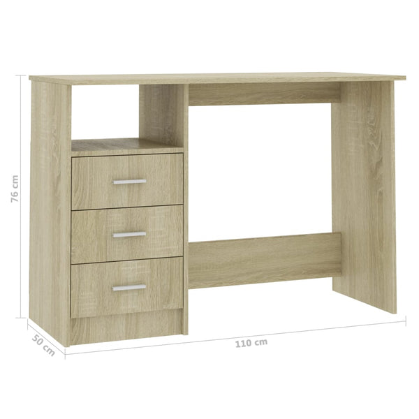 Desk with Drawers Sonoma Oak 43.3"x19.6"x29.9" Chipboard