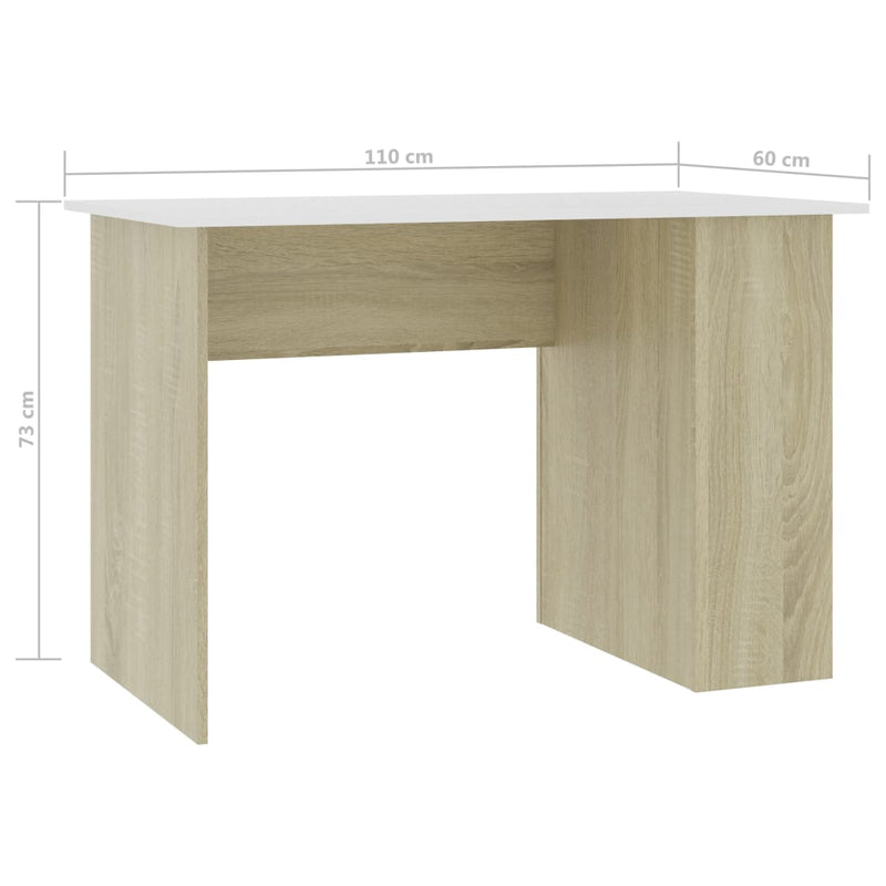 Desk White and Sonoma Oak 43.3"x23.6"x28.7" Chipboard