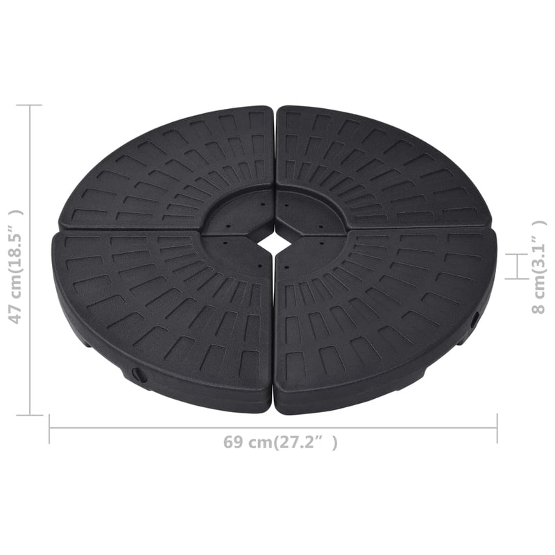 Umbrella Base Fan-shaped 4 pcs Black