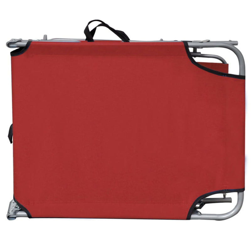 Folding Sun Lounger with Canopy Red Aluminium
