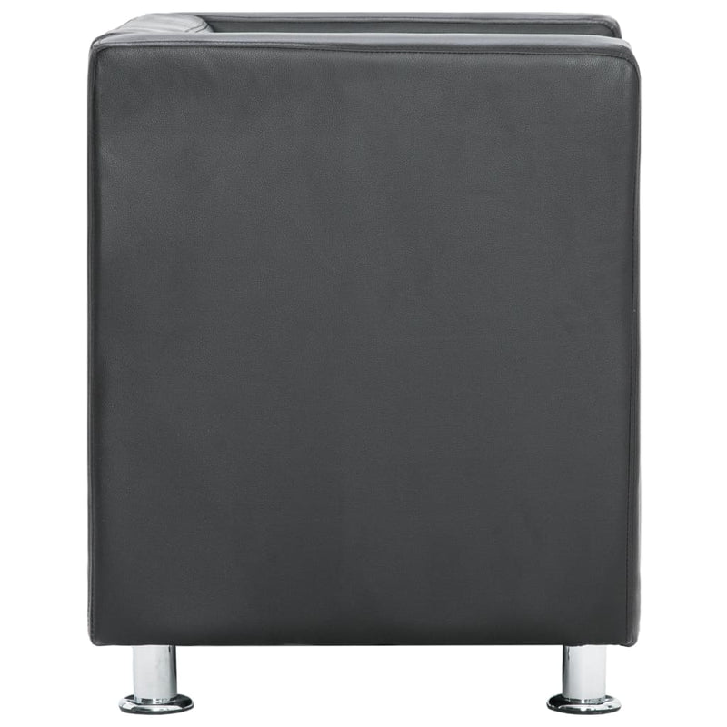 Cube Armchair Gray Faux Leather