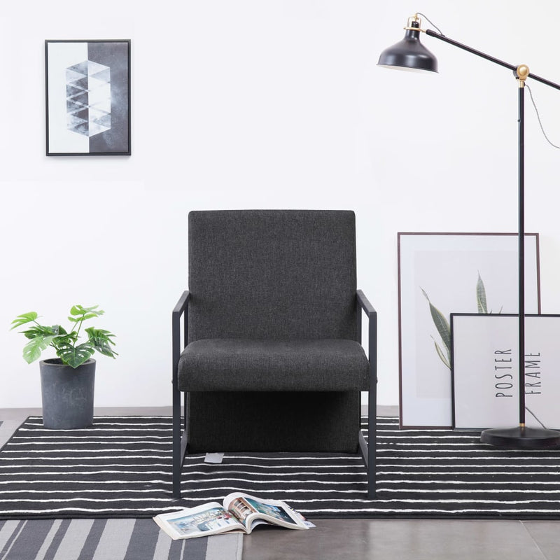Armchair with Chrome Feet Dark Gray Fabric