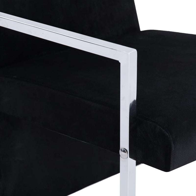 Armchair with Chrome Feet Black Velvet