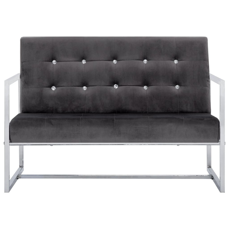 2-Seater Sofa with Armrests Dark Gray Chrome and Velvet