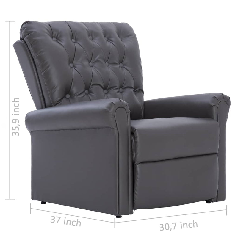 Reclining Chair Gray Faux Leather