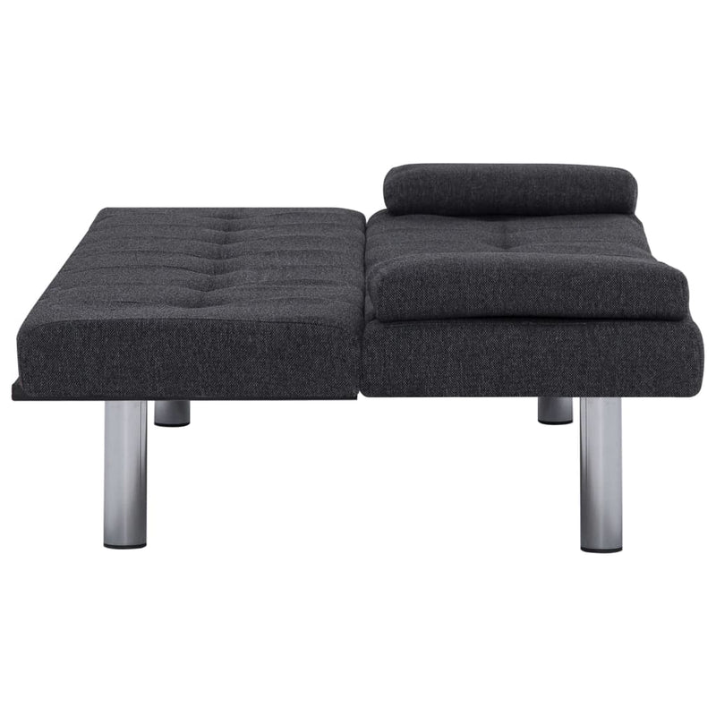 Sofa Bed with Two Pillows Dark Gray Fabric