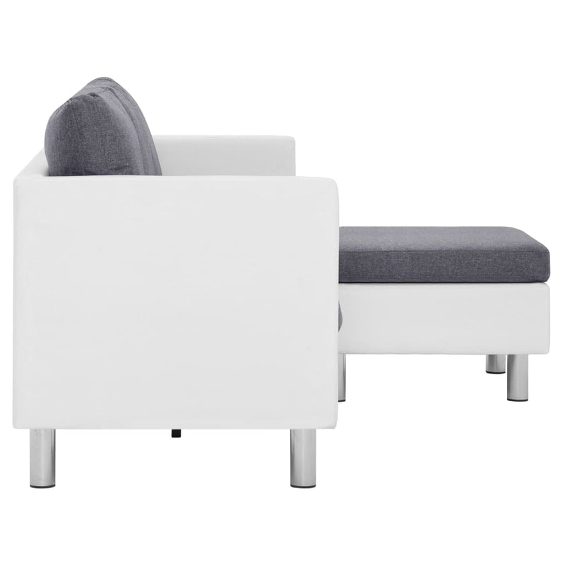 3-Seater Sofa with Cushions White Faux Leather