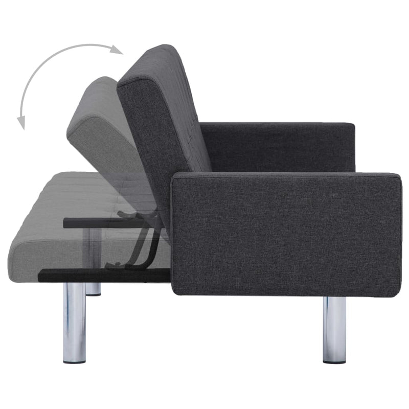 Sofa Bed with Armrest Dark Gray Fabric