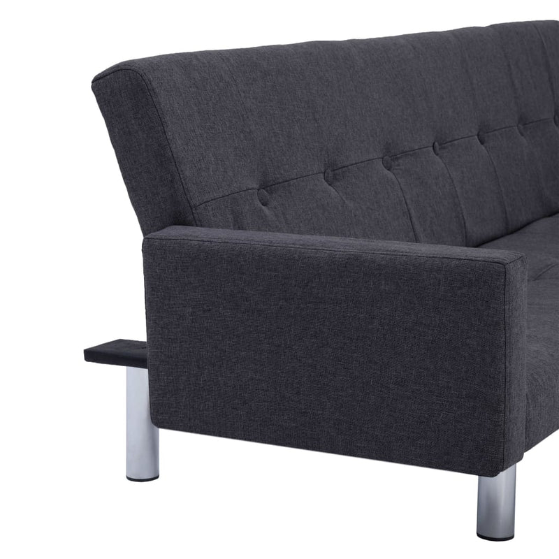 Sofa Bed with Armrest Dark Gray Fabric
