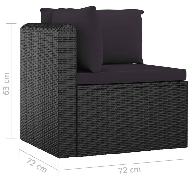 7 Piece Patio Lounge Set with Cushions Poly Rattan Black