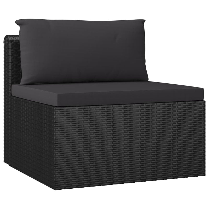 4 Piece Patio Sofa Set with Cushions Poly Rattan Black