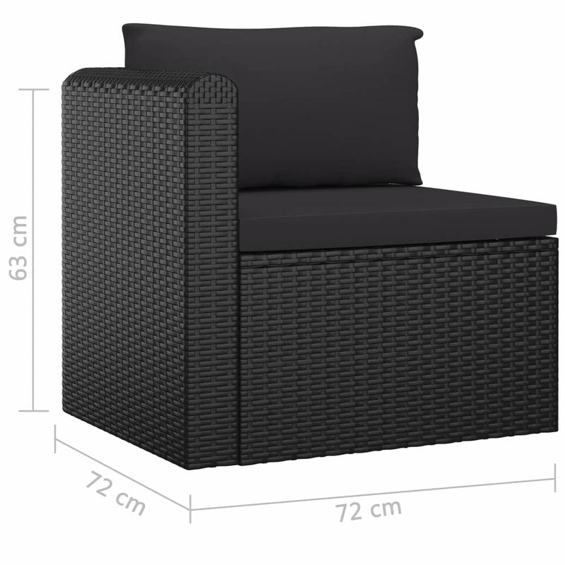 4 Piece Patio Sofa Set with Cushions Poly Rattan Black