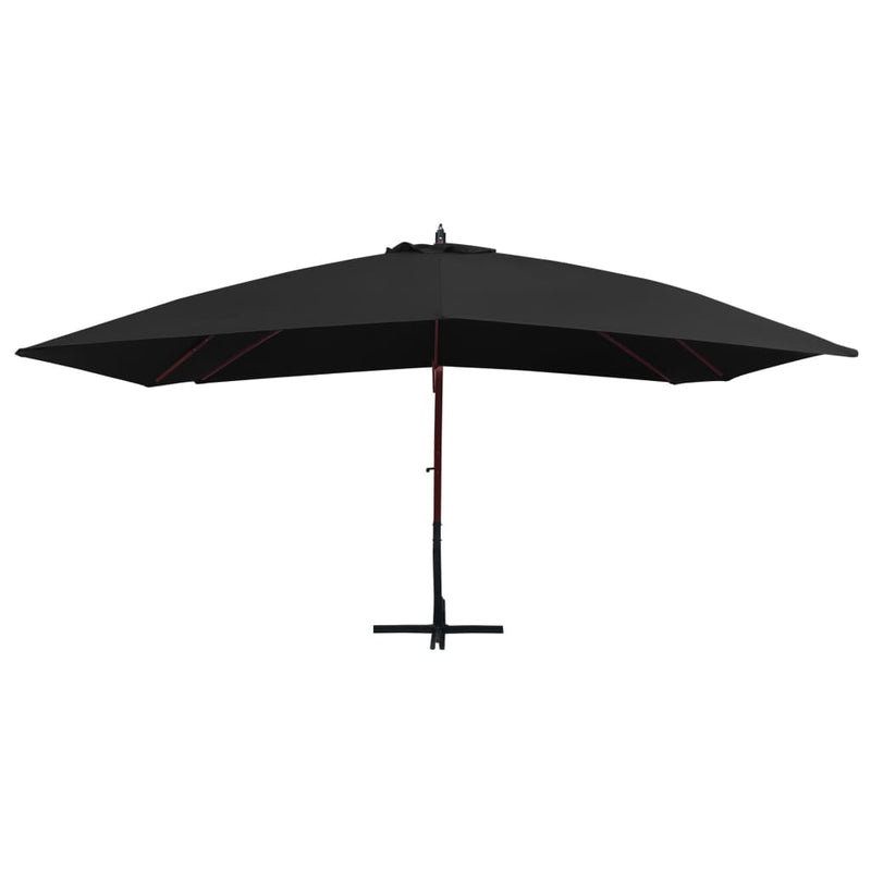 Hanging Parasol with Wooden Pole 157.5"x118.1" Black
