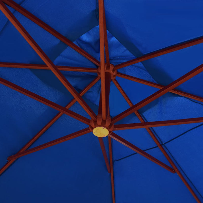 Hanging Parasol with Wooden Pole 157.5"x118.1" Blue