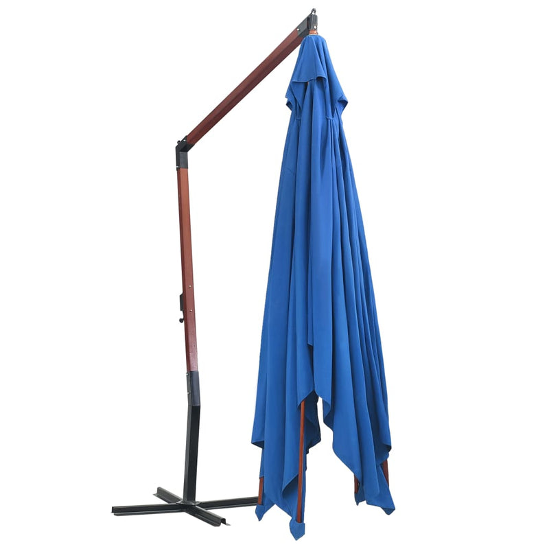 Hanging Parasol with Wooden Pole 157.5"x118.1" Blue