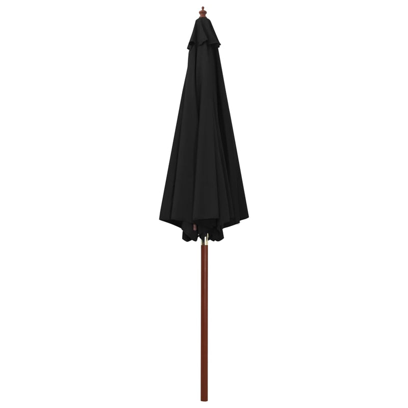Parasol with Wooden Pole 118.1"x101.6" Black