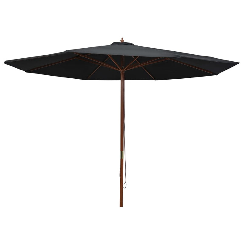 Outdoor Parasol with Wooden Pole 137.8" Black