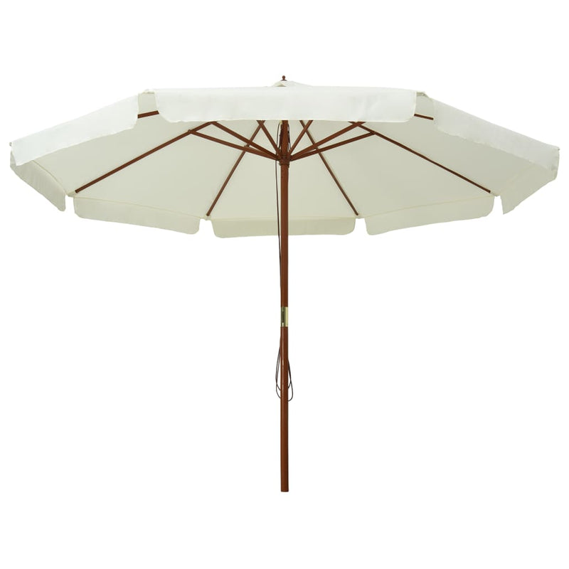 Outdoor Parasol with Wooden Pole 129.9" Sand White