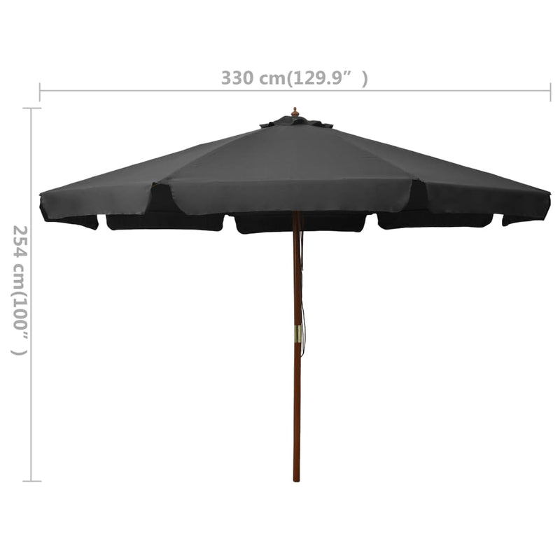 Outdoor Parasol with Wooden Pole 129.9" Anthracite