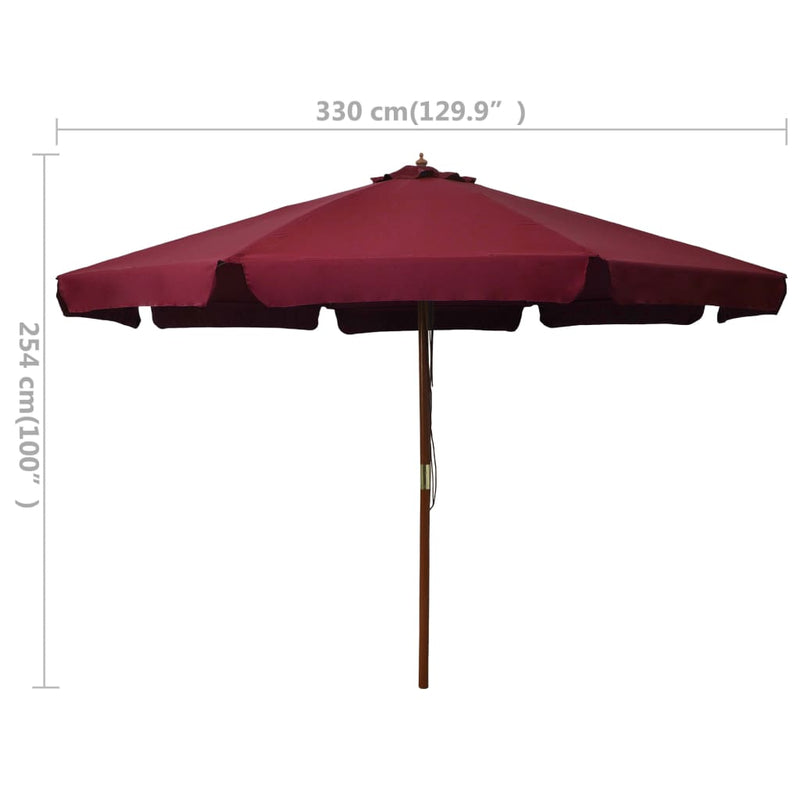 Outdoor Parasol with Wooden Pole 129.9" Burgundy