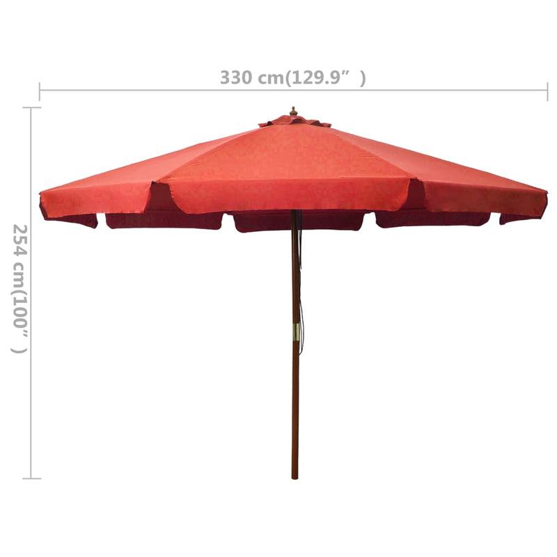 Outdoor Parasol with Wooden Pole 129.9" Terracotta