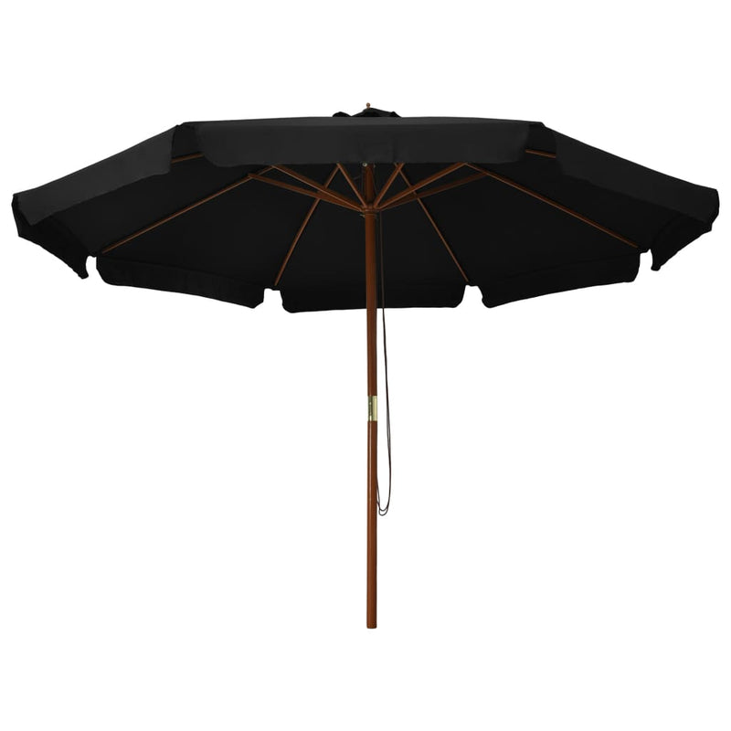 Outdoor Parasol with Wooden Pole 129.9" Black