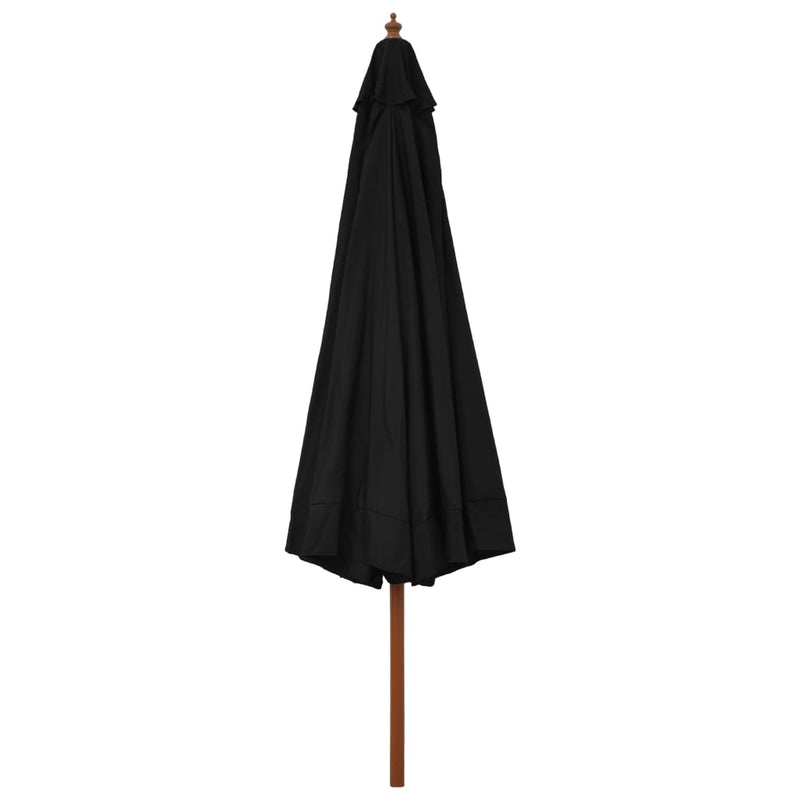 Outdoor Parasol with Wooden Pole 129.9" Black