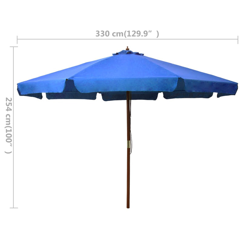 Outdoor Parasol with Wooden Pole 129.9" Azure