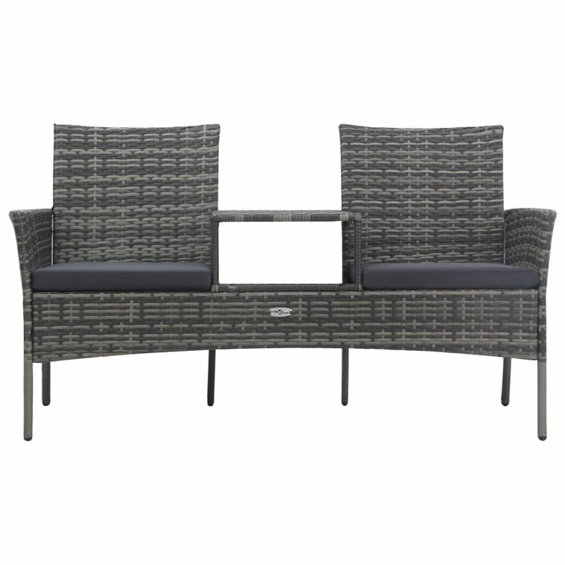2-Seater Patio Sofa with Tea Table Poly Rattan Anthracite