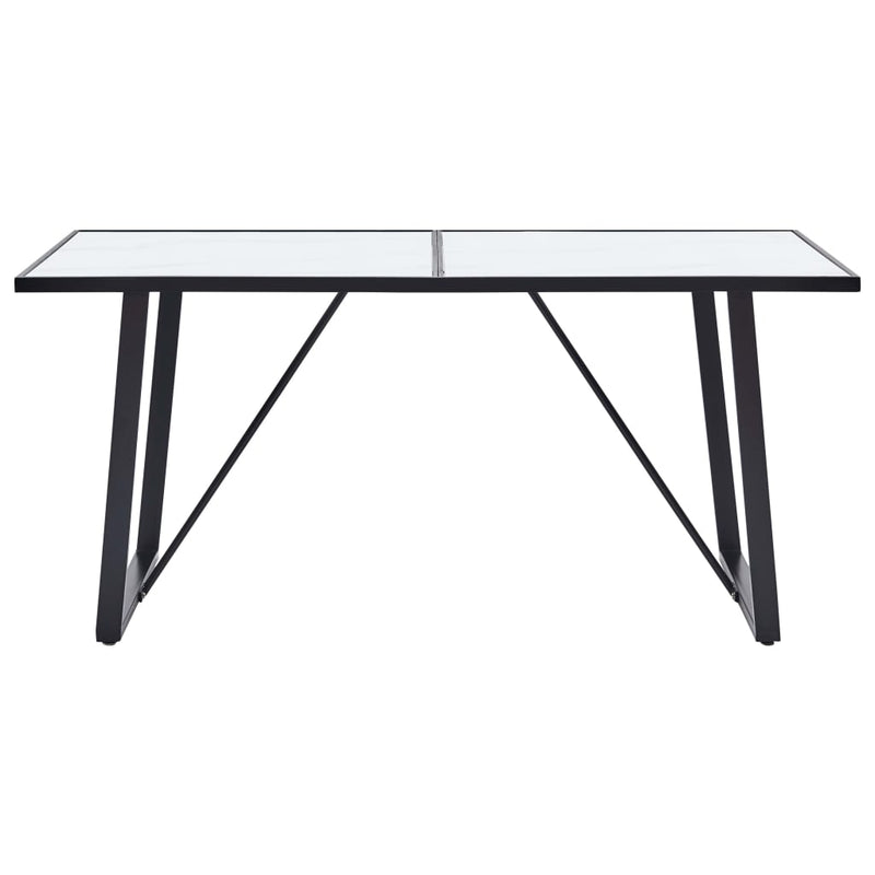 Dining Table White 55.1"x27.6"x29.5" Tempered Glass