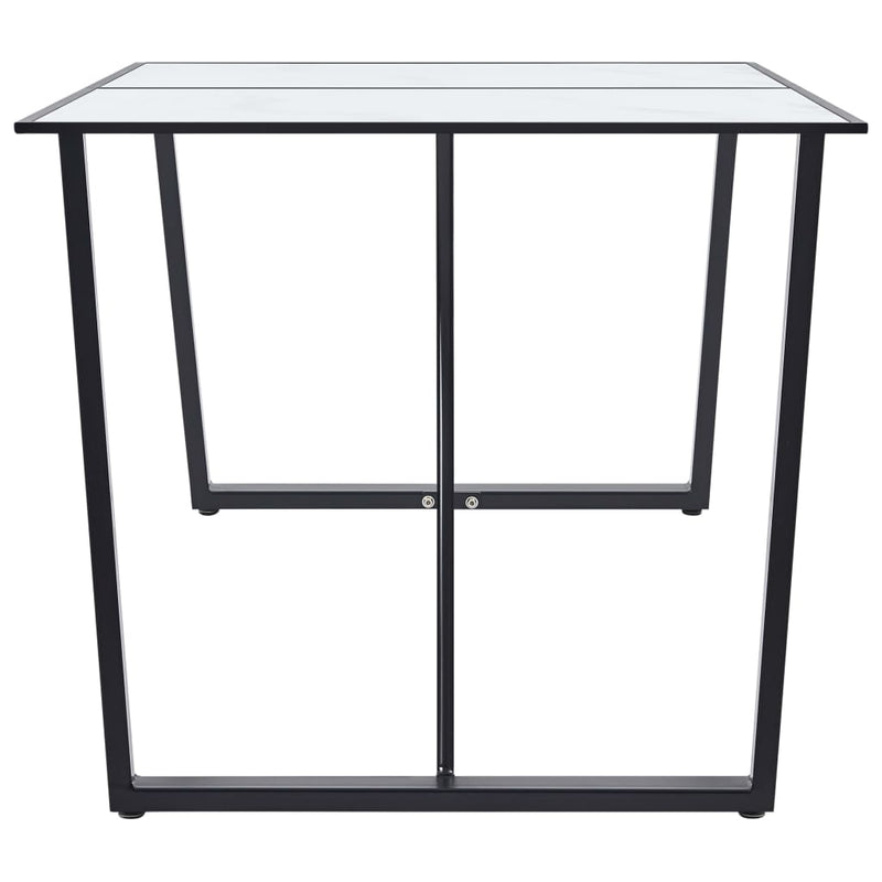 Dining Table White 55.1"x27.6"x29.5" Tempered Glass