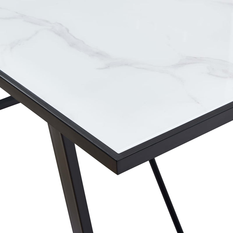 Dining Table White 63"x31.5"x29.5" Tempered Glass