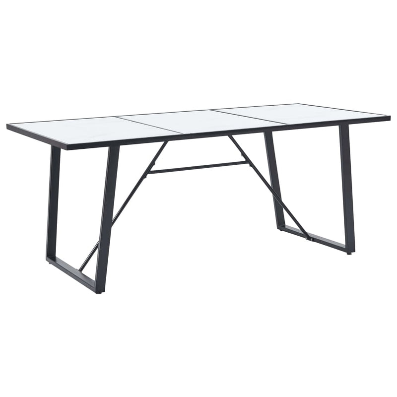 Dining Table White 70.9"x35.4"x29.5" Tempered Glass