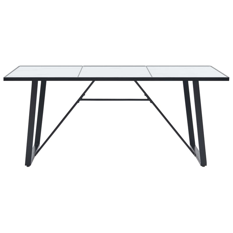 Dining Table White 70.9"x35.4"x29.5" Tempered Glass
