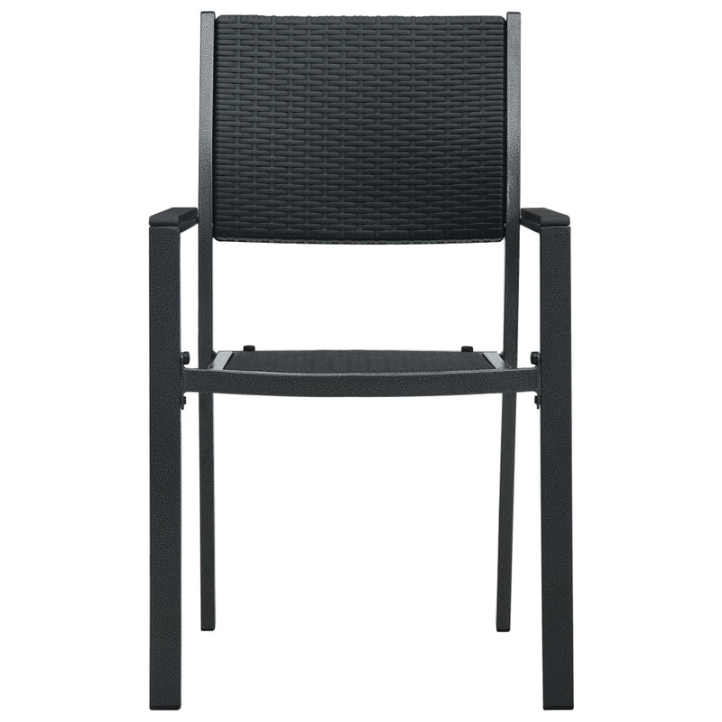Patio Chairs 2 pcs Black Plastic Rattan Look