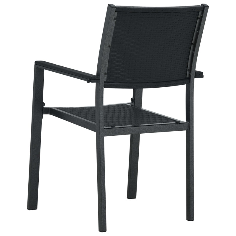 Patio Chairs 2 pcs Black Plastic Rattan Look
