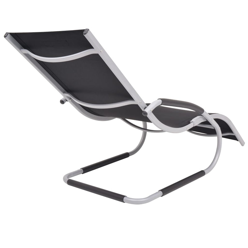 Sun Lounger with Pillow Aluminum and Textilene Black